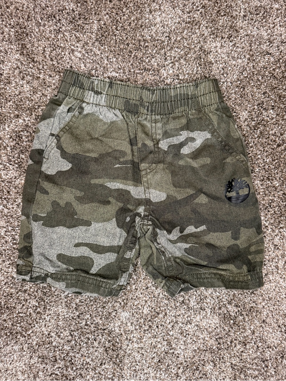 Timberland Kids Green Camo Elastic-Waist Shorts
